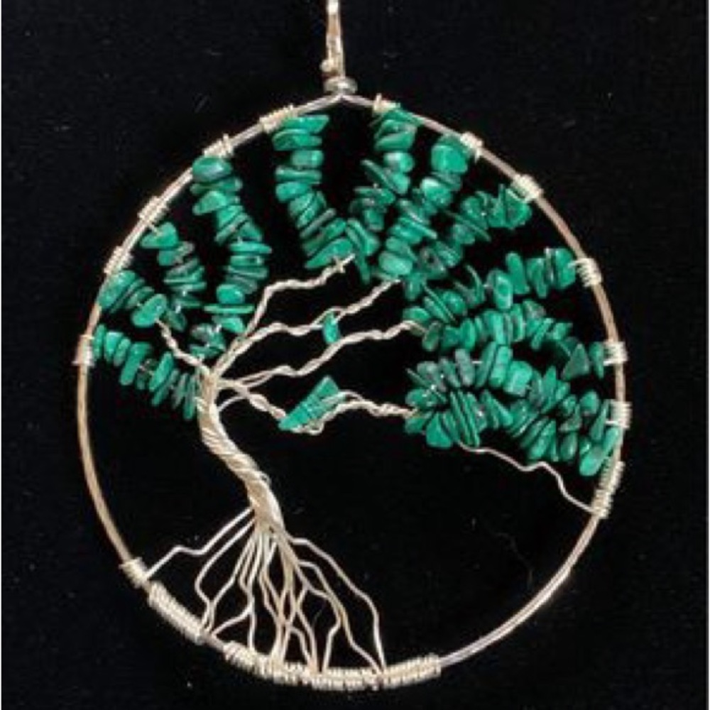 Malachite Wire Tree of Life Pendant